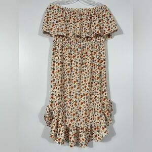 FULL CIRLE TRENDS Off The Shoulder Floral Overlay Ruffled Midi Dress Size L